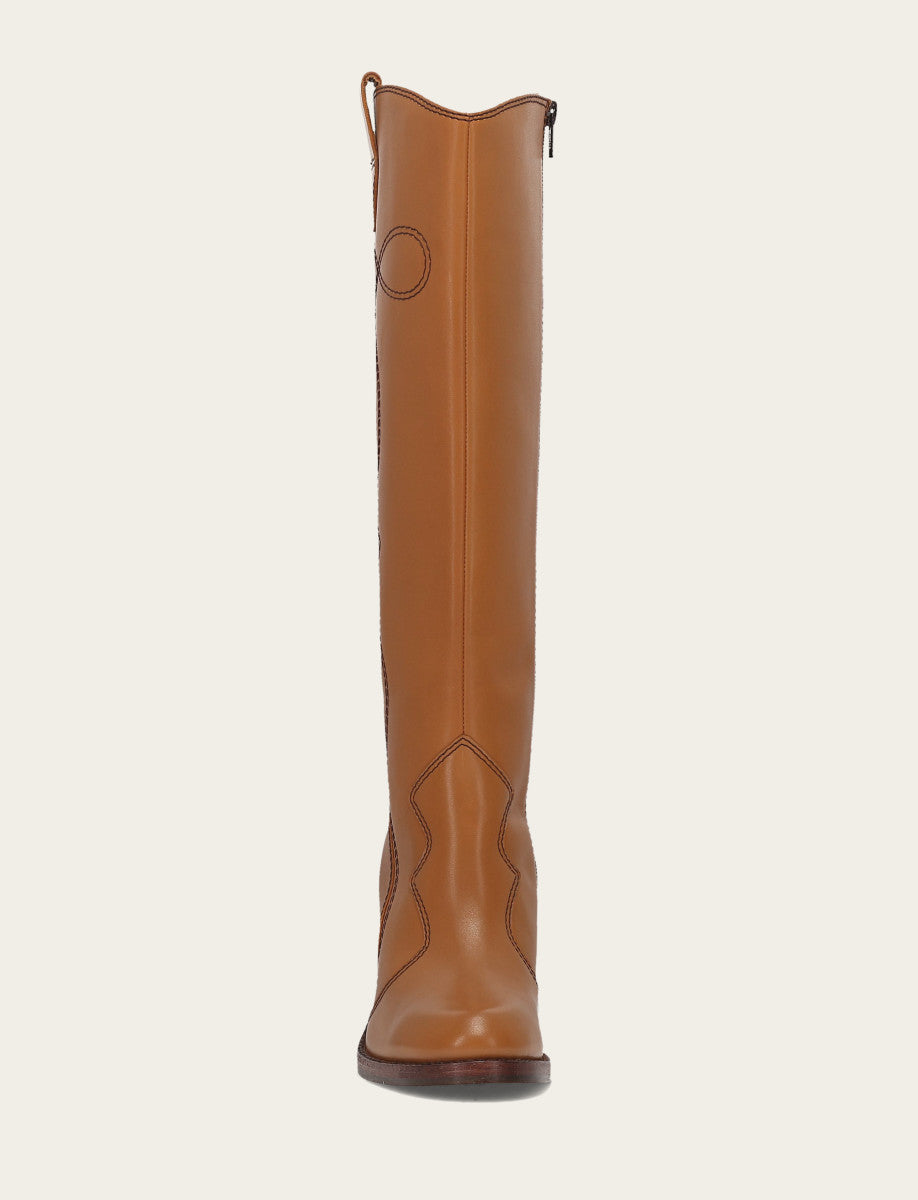 Frye Women’s Caramel Corinne Deco Stitch Tall Boots / Caramel