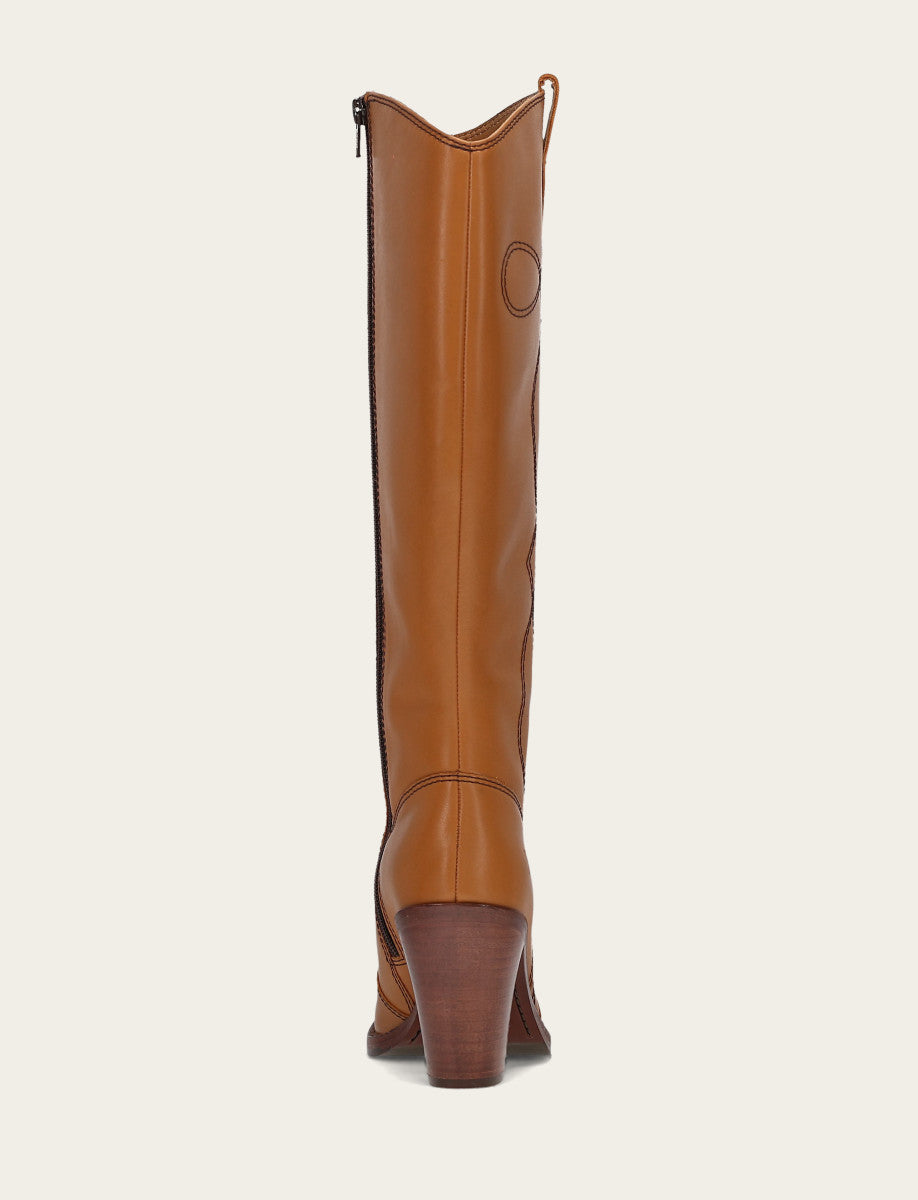 Frye Women’s Caramel Corinne Deco Stitch Tall Boots / Caramel