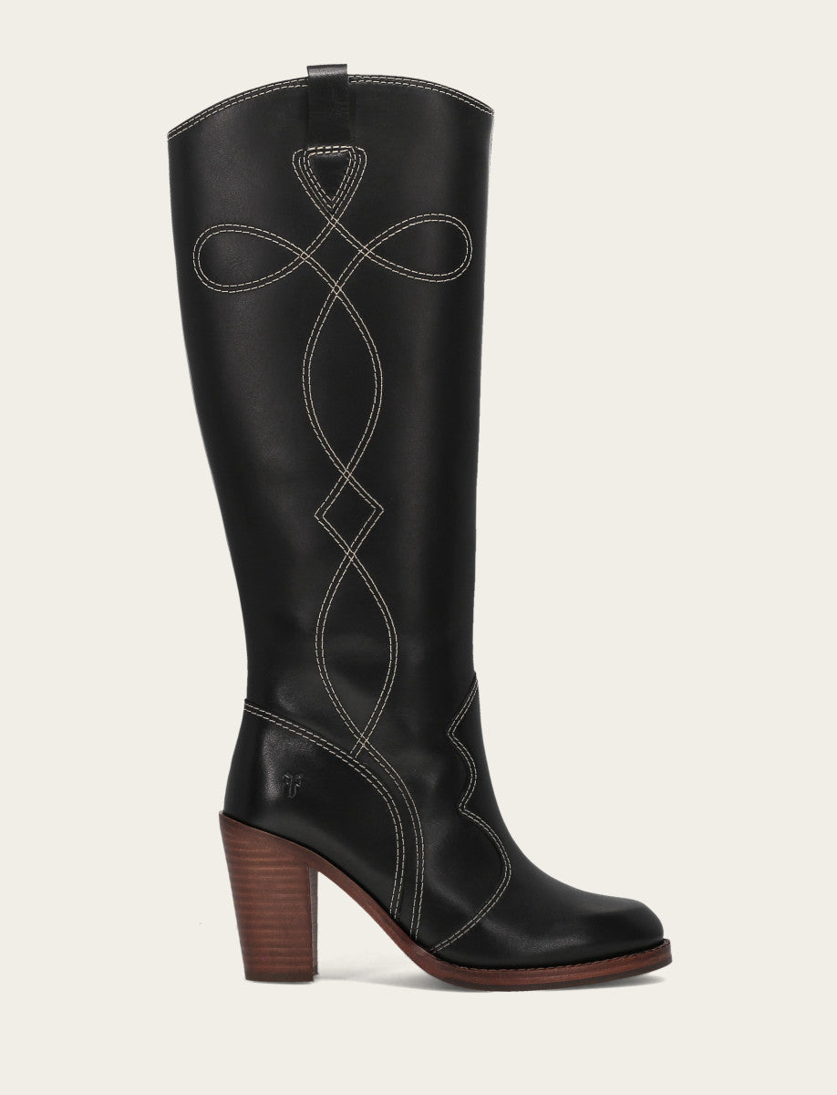 Frye Women's Black Corinne Tall Deco Stitch Boot / Black