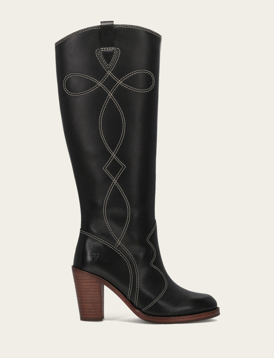 Frye Women's Black Corinne Tall Deco Stitch Boot / Black