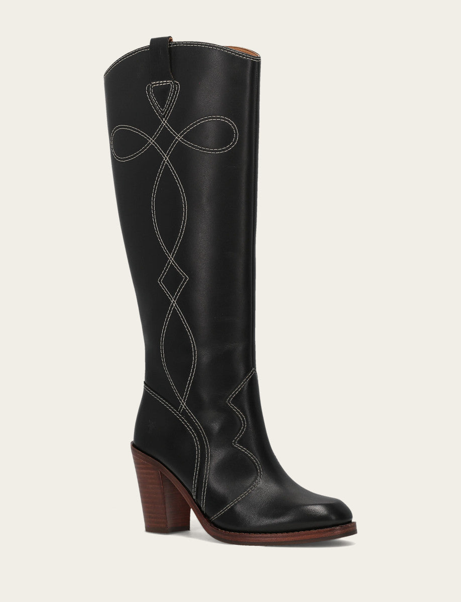 Frye Women's Black Corinne Tall Deco Stitch Boot / Black