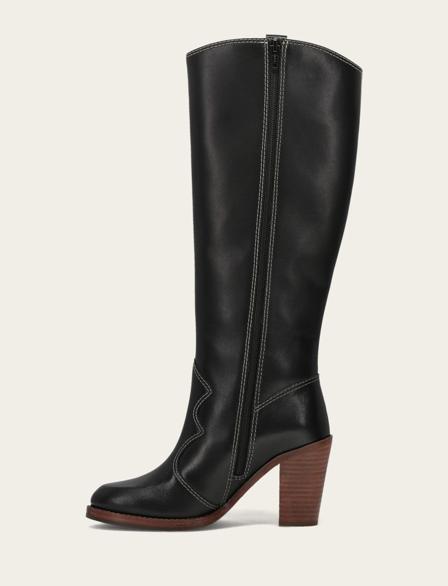 Frye Women's Black Corinne Tall Deco Stitch Boot / Black
