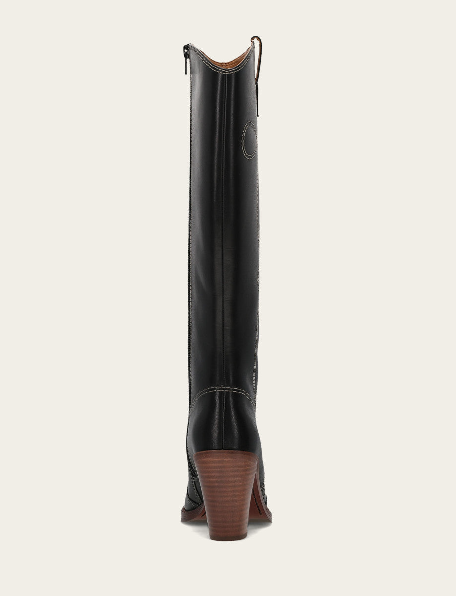 Frye Women's Black Corinne Tall Deco Stitch Boot / Black