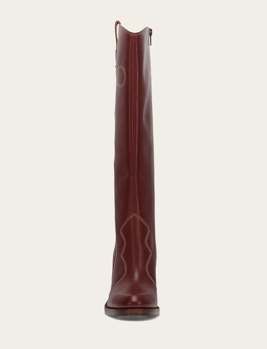 Frye Women's Cranberry Corinne Tall Deco Stitch Boot / Cranberry