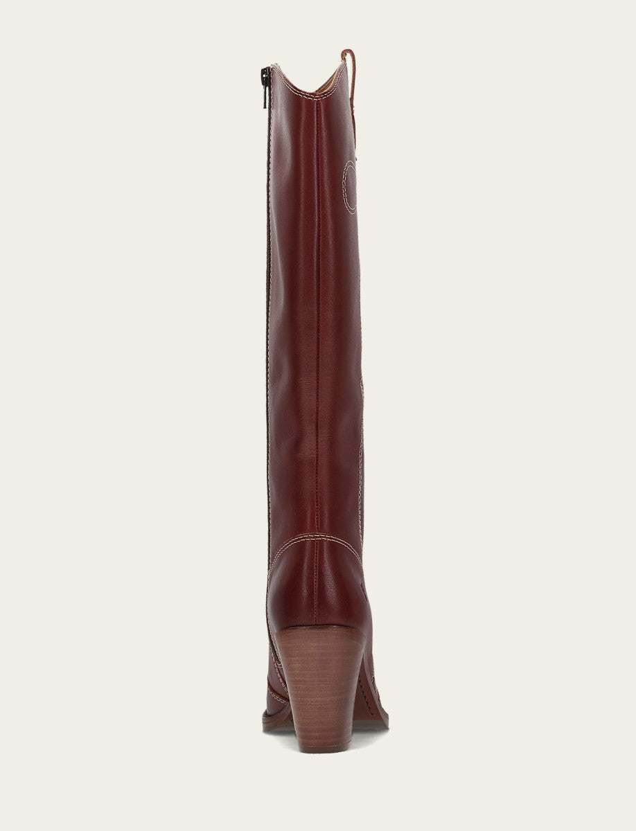 Frye Women's Cranberry Corinne Tall Deco Stitch Boot / Cranberry
