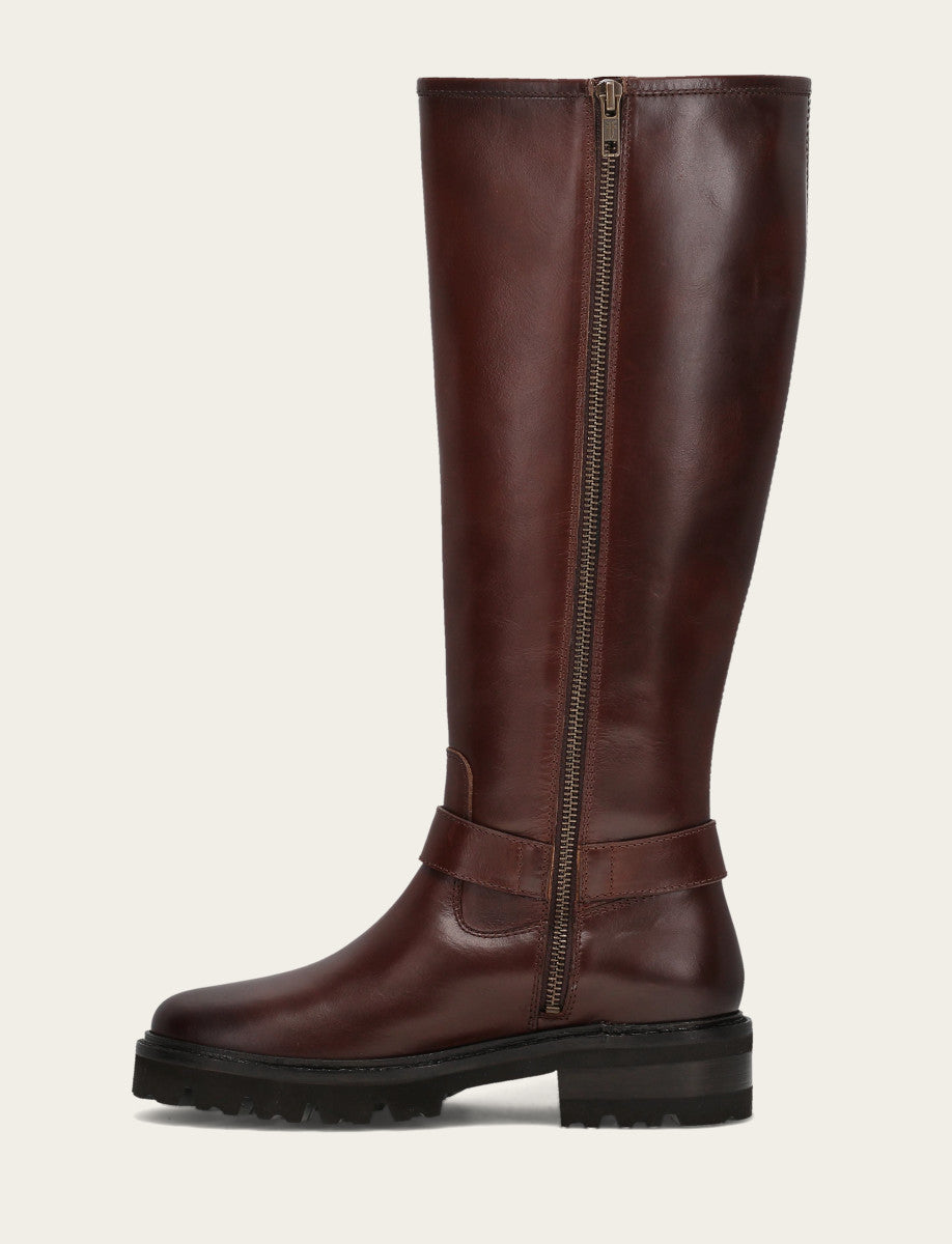 Frye Women's Bourbon Olivia Buckle Tall Boot / Bourbon