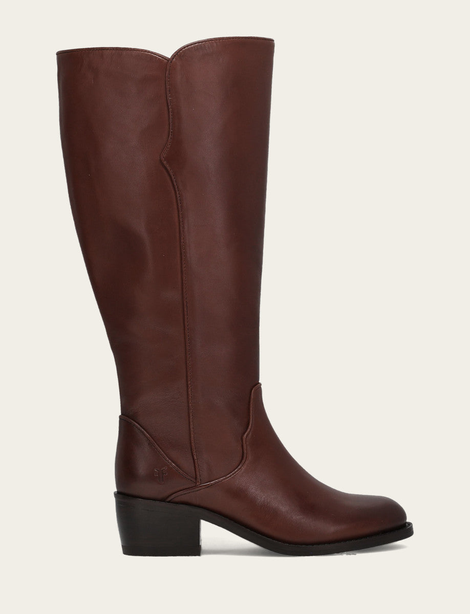 Frye Women's Saddle Carson 2 Piping Tall Wide Calf Boot / Saddle