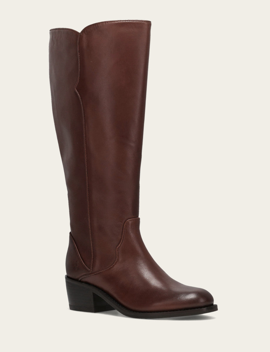 Frye Women's Saddle Carson 2 Piping Tall Wide Calf Boot / Saddle