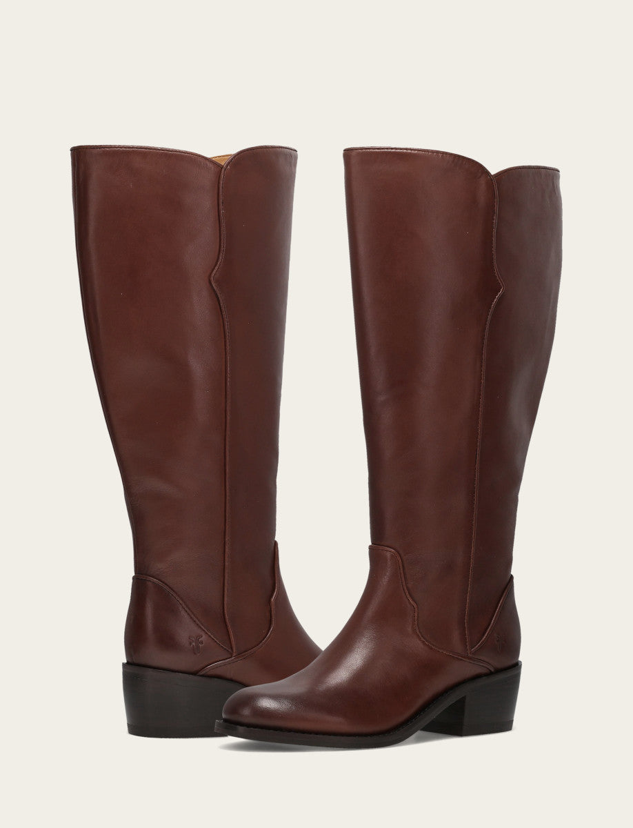 Frye Women's Saddle Carson 2 Piping Tall Wide Calf Boot / Saddle