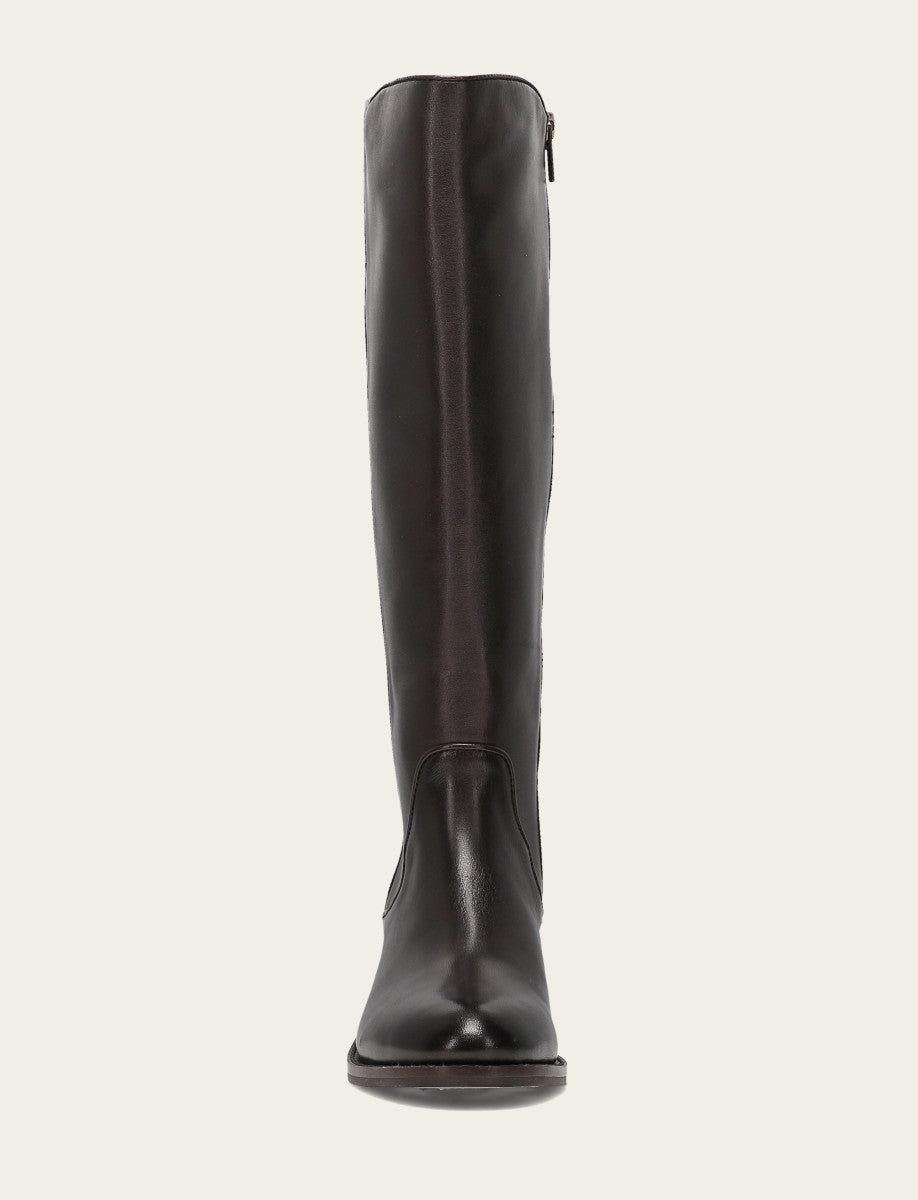 Frye Women's Dark Brown Carson 2 Piping Tall Wide Calf Boot / Dark Brown