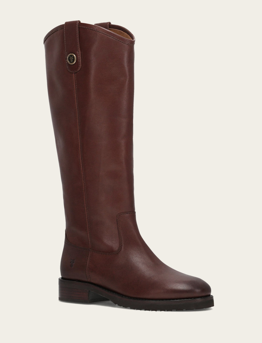 Frye Women's Brown Melissa Lug Button Tall Wide Calf Boot / Brown
