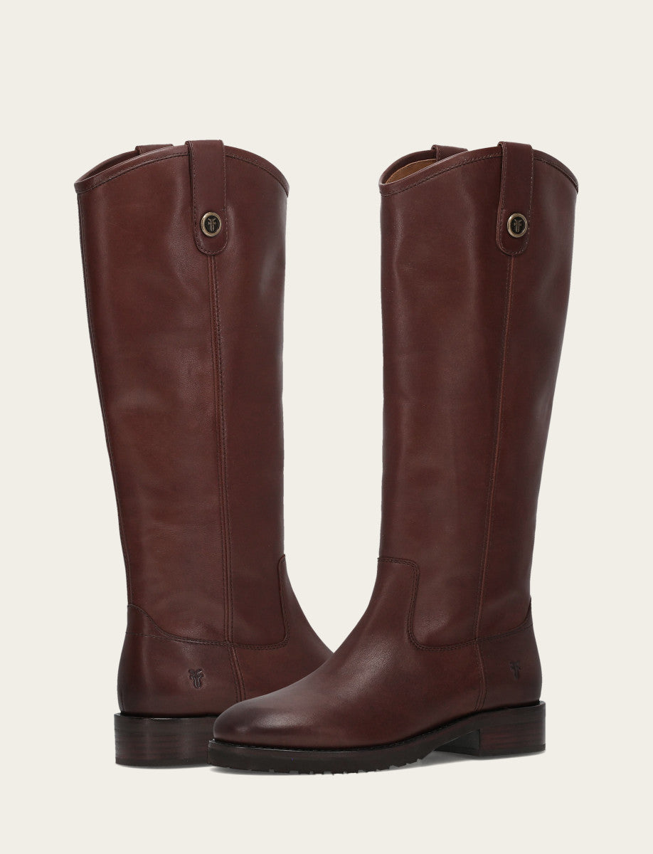 Frye Women's Brown Melissa Lug Button Tall Wide Calf Boot / Brown