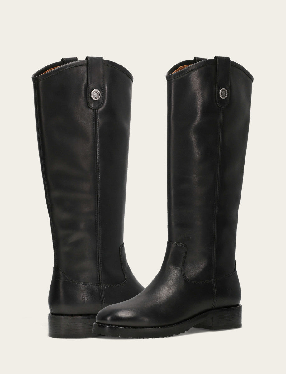Frye Women’s Black Wide Calf Melissa Lug Button Tall Boots | Frye / Black