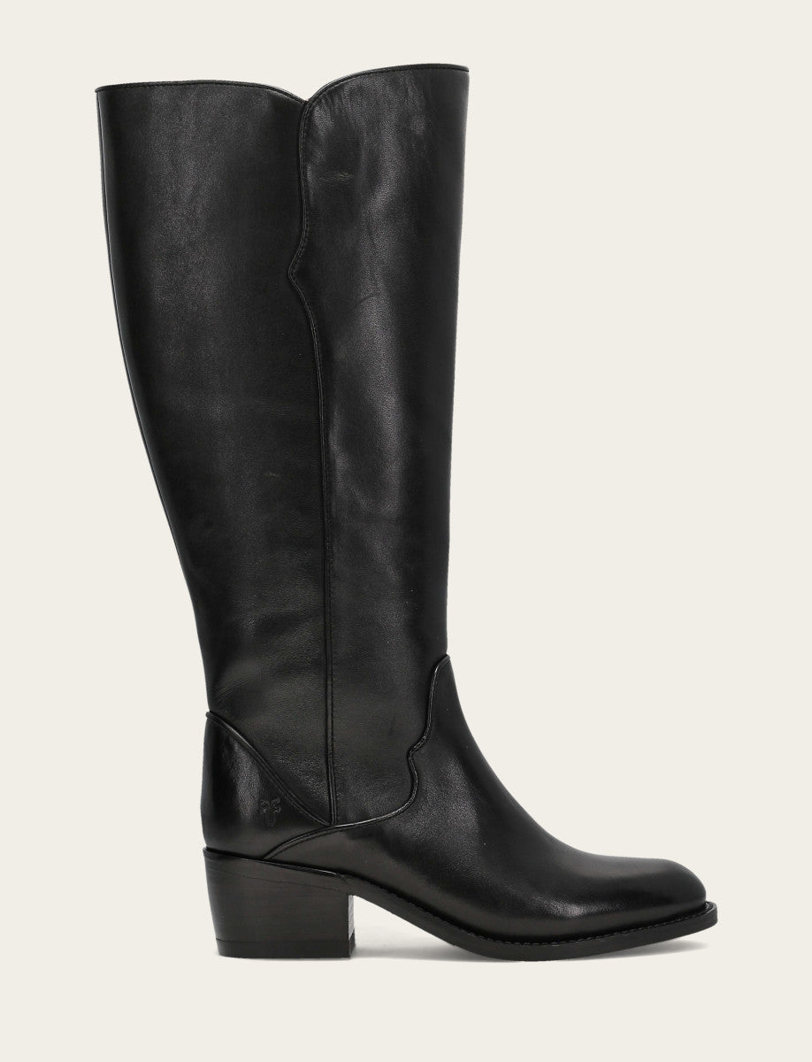 Frye Women's Black Carson 2 Piping Tall Wide Calf Boot / Black
