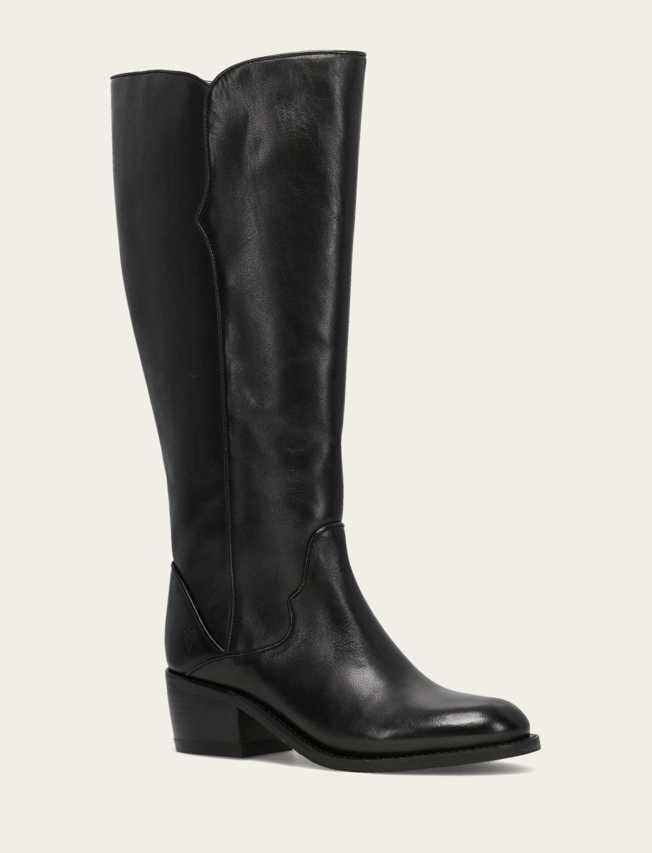 Frye Women's Black Carson 2 Piping Tall Wide Calf Boot / Black
