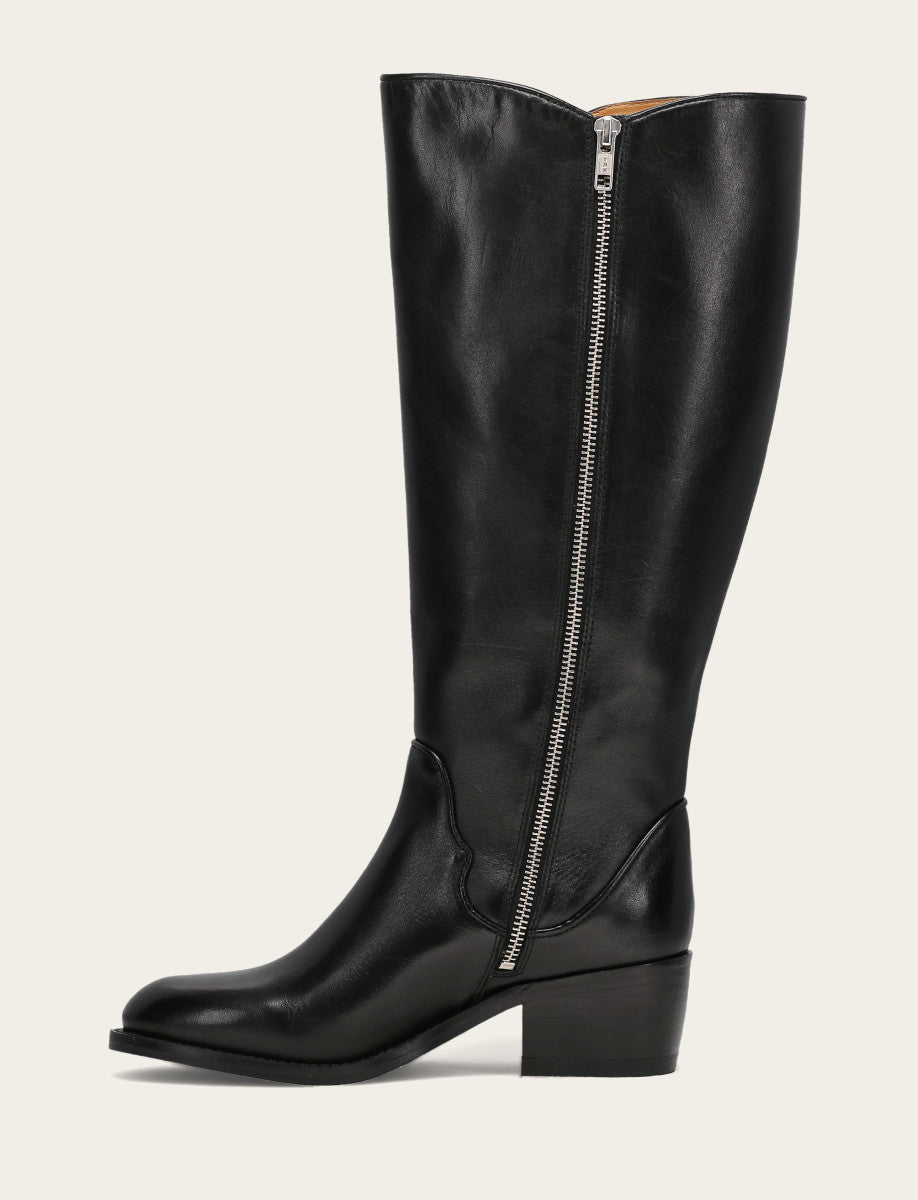 Frye Women's Black Carson 2 Piping Tall Wide Calf Boot / Black
