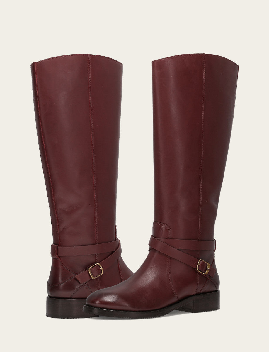Frye Women's Merlot Melissa Belted Riding Boot / Merlot