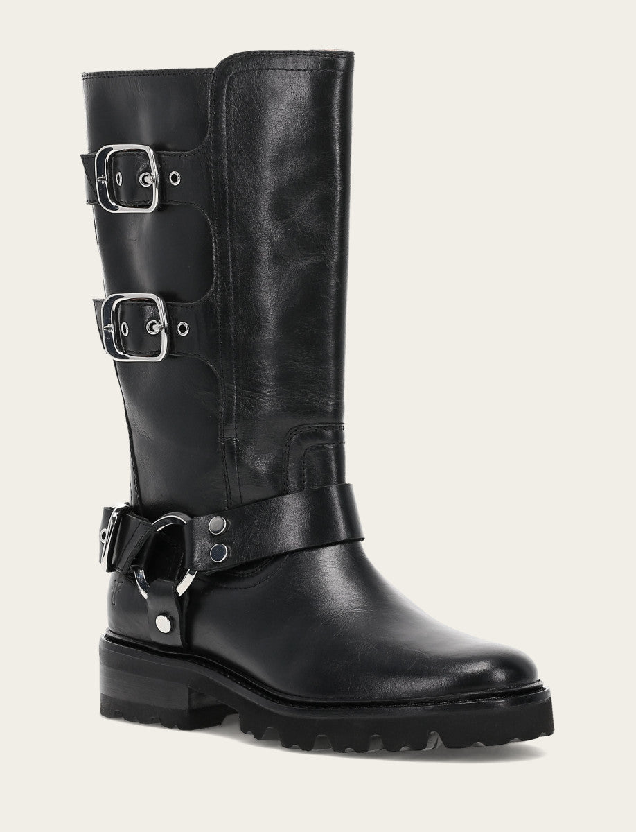 Frye Women's Black Olivia Moto Mid Boot / Black