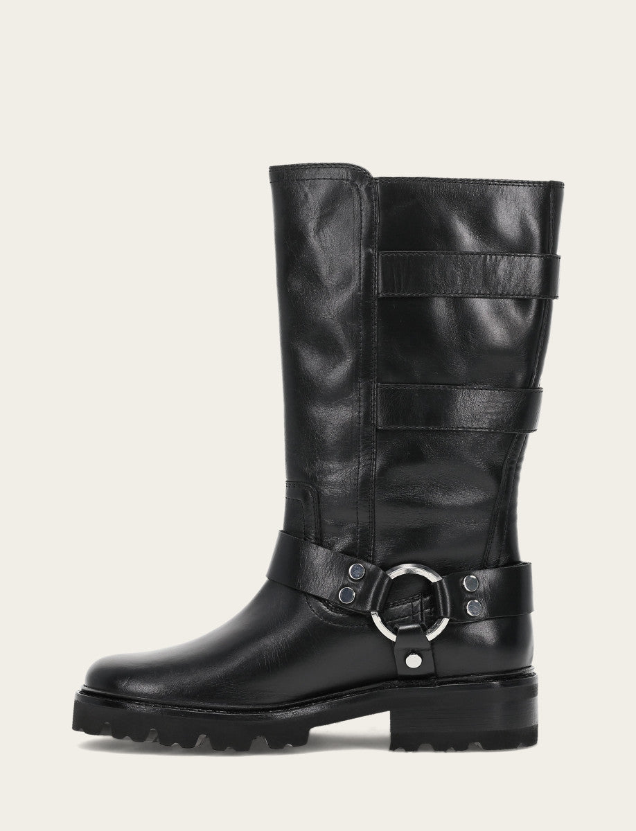 Frye Women's Black Olivia Moto Mid Boot / Black