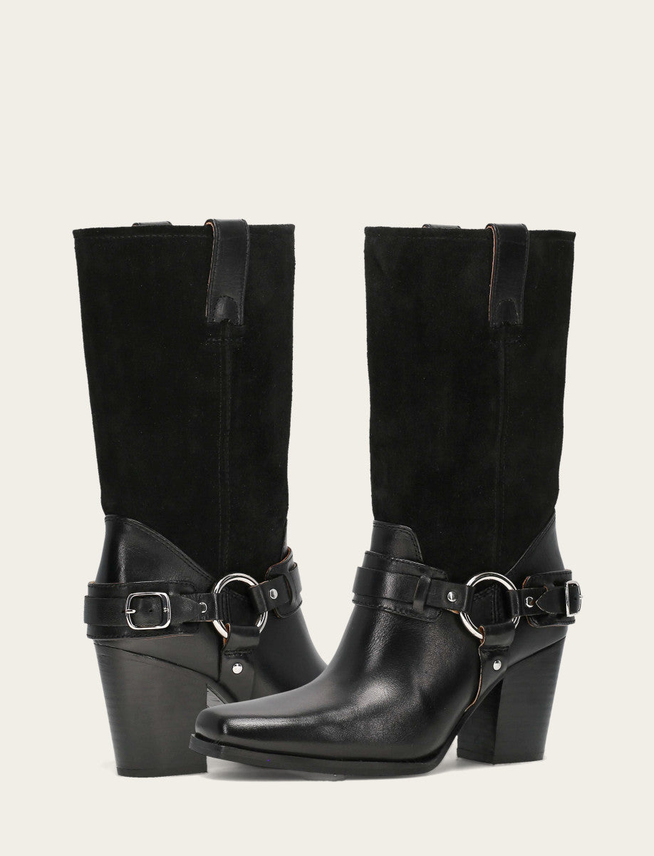 Frye Women's Black Shiloh Harness Belted Boot / Black