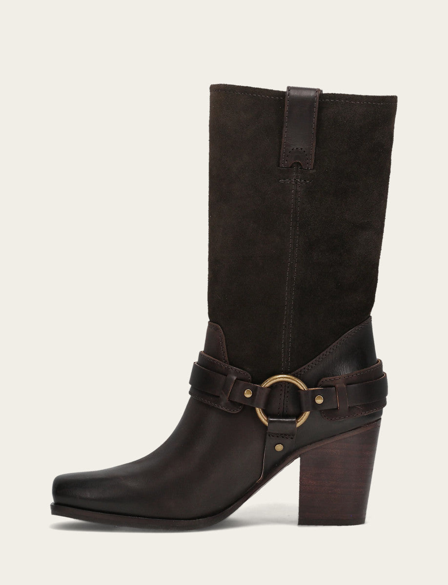 Frye Women's Dark Brown Shiloh Harness Belted Boot / Dark Brown