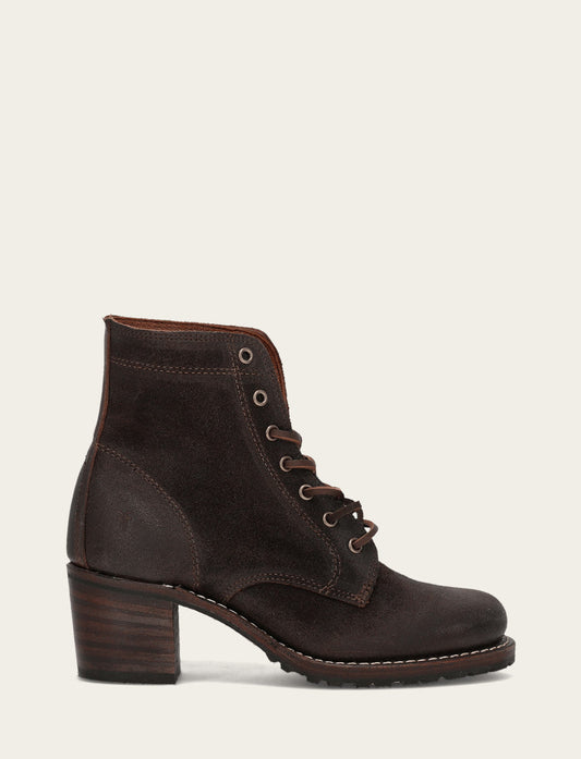 Frye Women's Dark Brown Sabrina 6G Lace Up Boots / Dark Brown