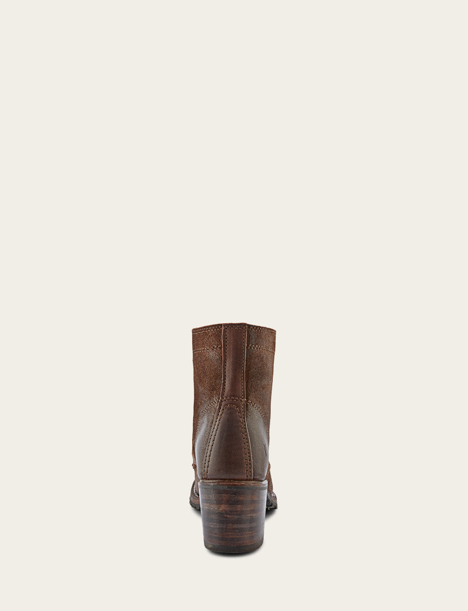 Frye Women's Dark Brown Sabrina 6G Lace Up Boots / Dark Brown