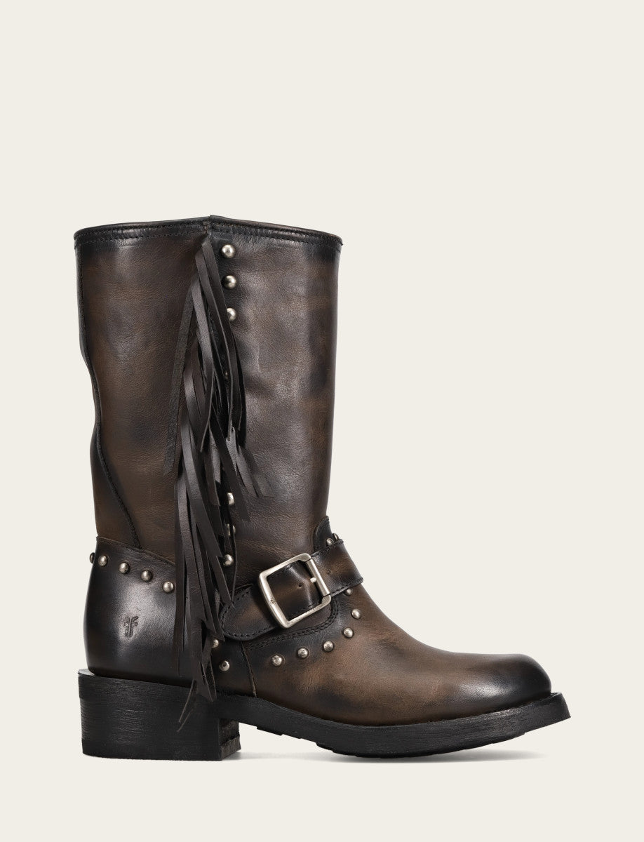 Frye Women's Black Viv Fringe Engineer Boot / Black