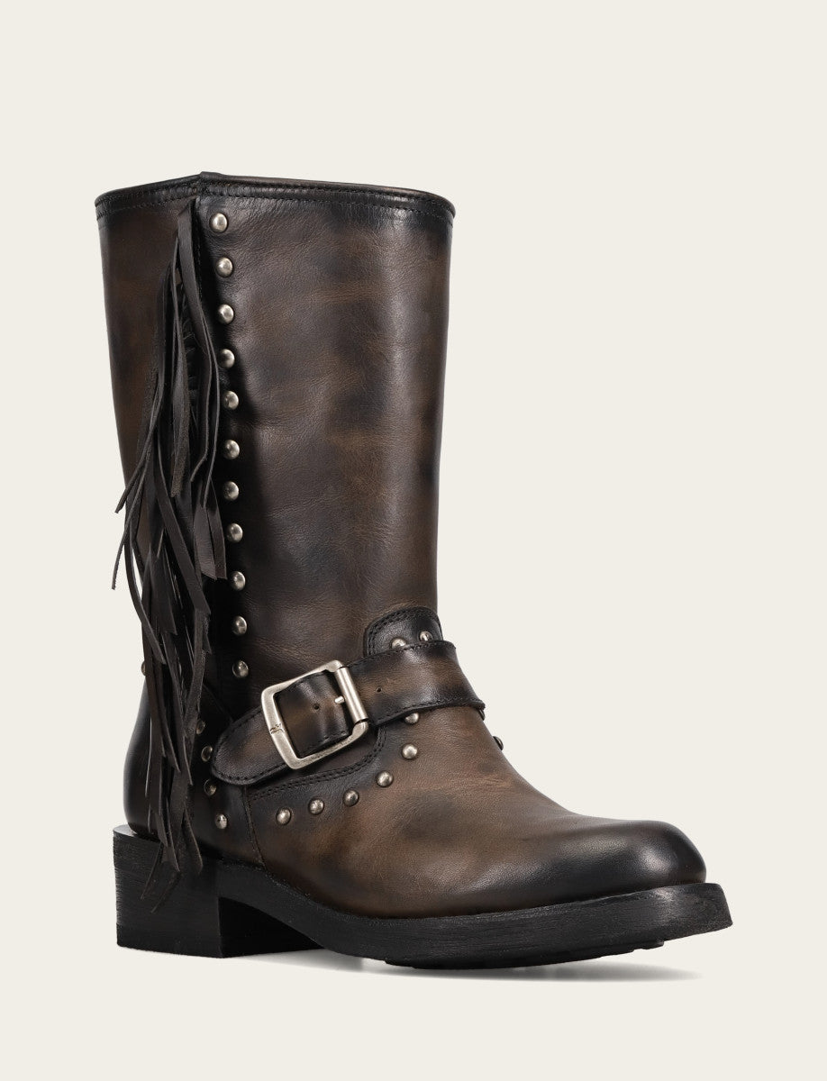 Frye Women's Black Viv Fringe Engineer Boot / Black