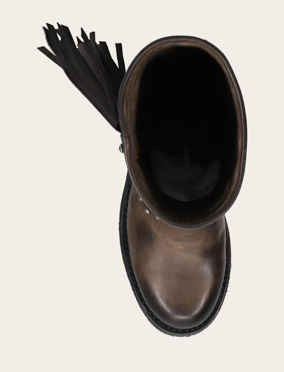 Frye Women's Black Viv Fringe Engineer Boot / Black