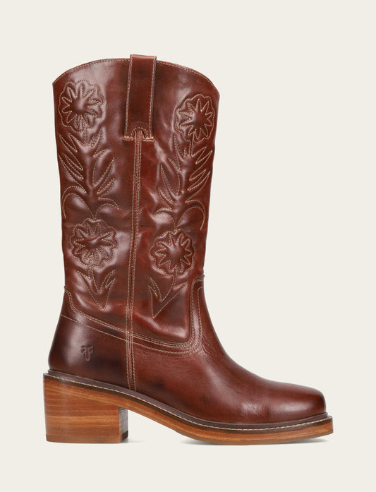 Frye Auburn Kate Deco Stitch Boot / Auburn