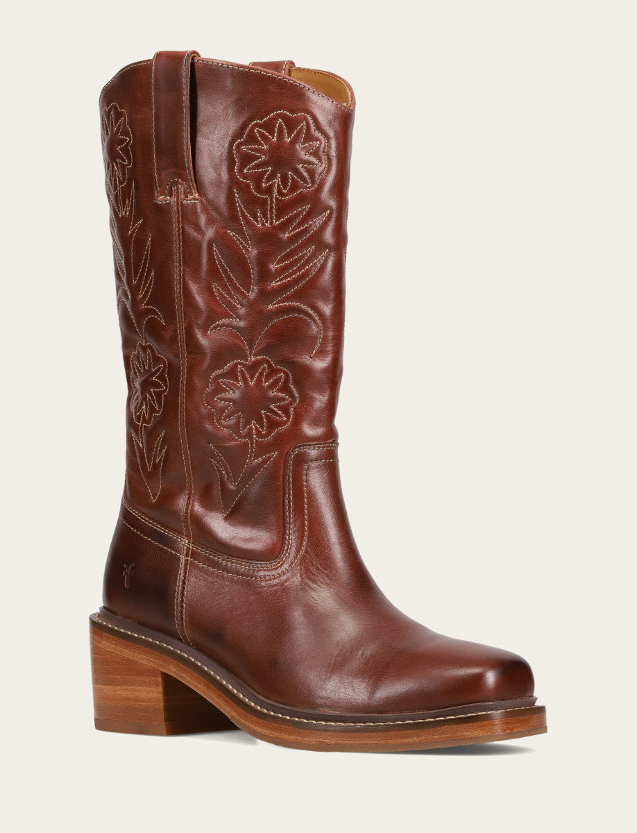 Frye Auburn Kate Deco Stitch Boot / Auburn
