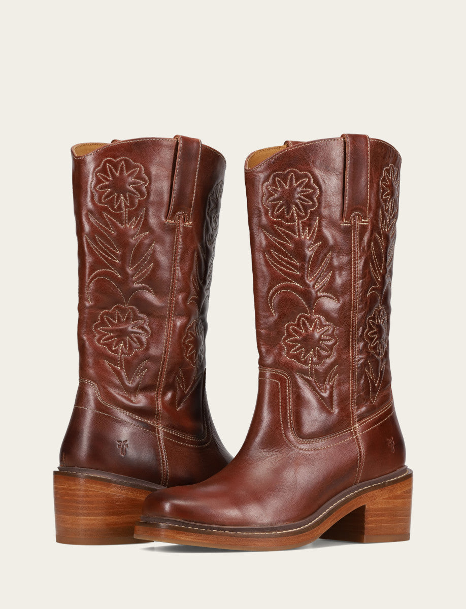 Frye Auburn Kate Deco Stitch Boot / Auburn