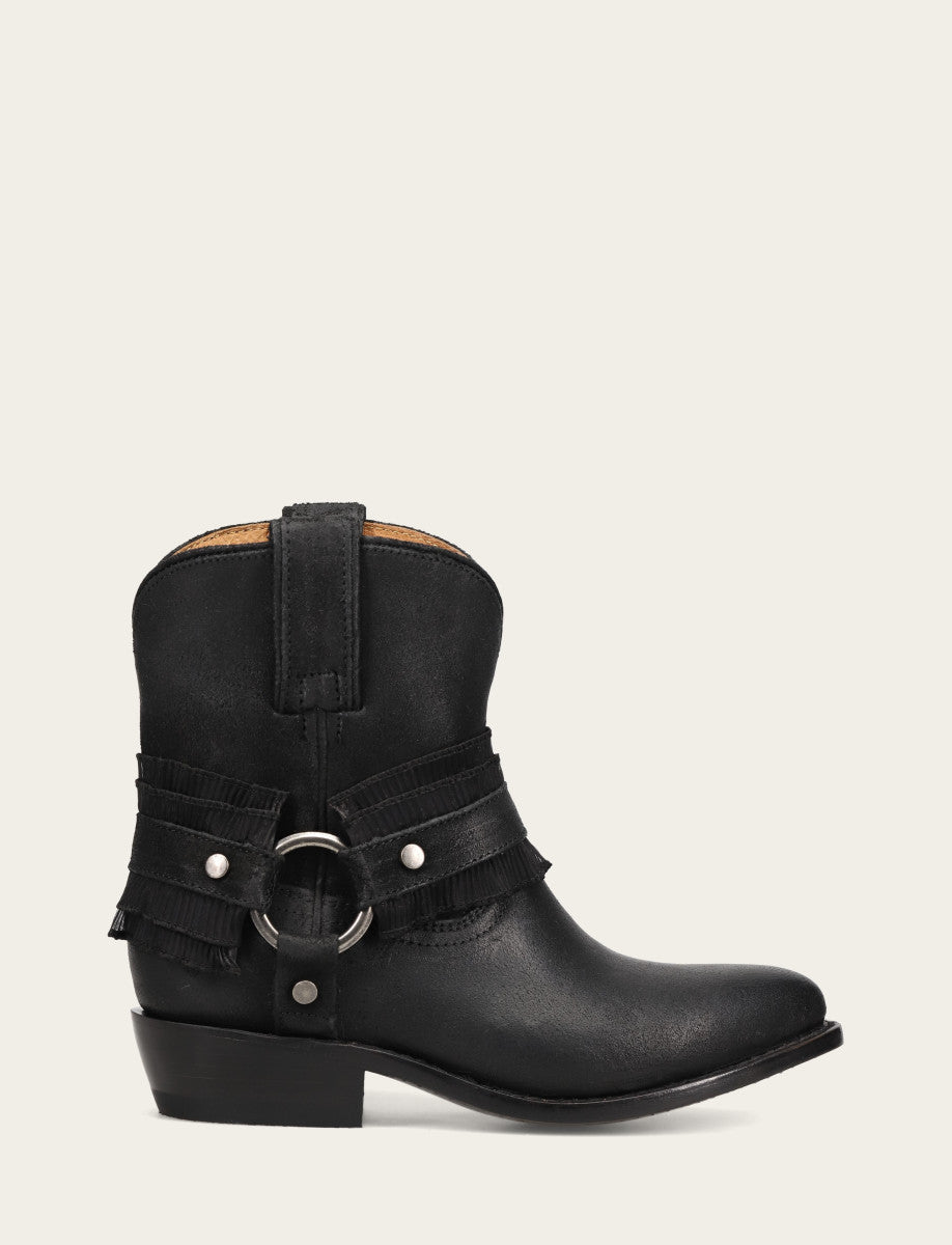 Frye Women's Black Billy Harness Ruffle Boots / Black