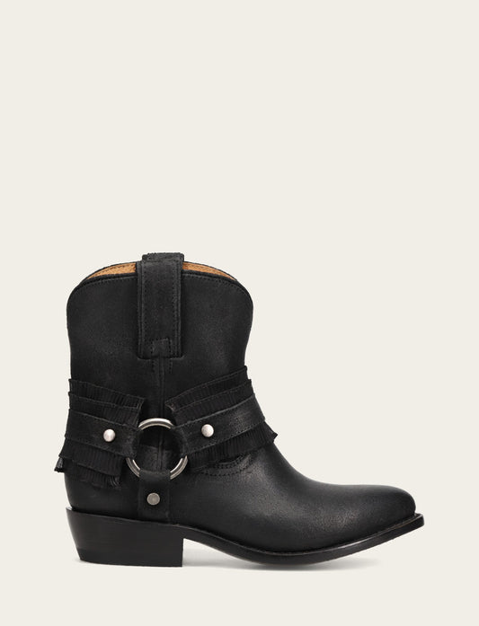Frye Women's Black Billy Harness Ruffle Boots / Black