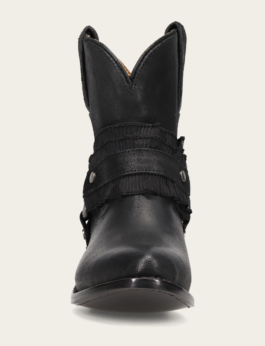 Frye Women's Black Billy Harness Ruffle Boots / Black