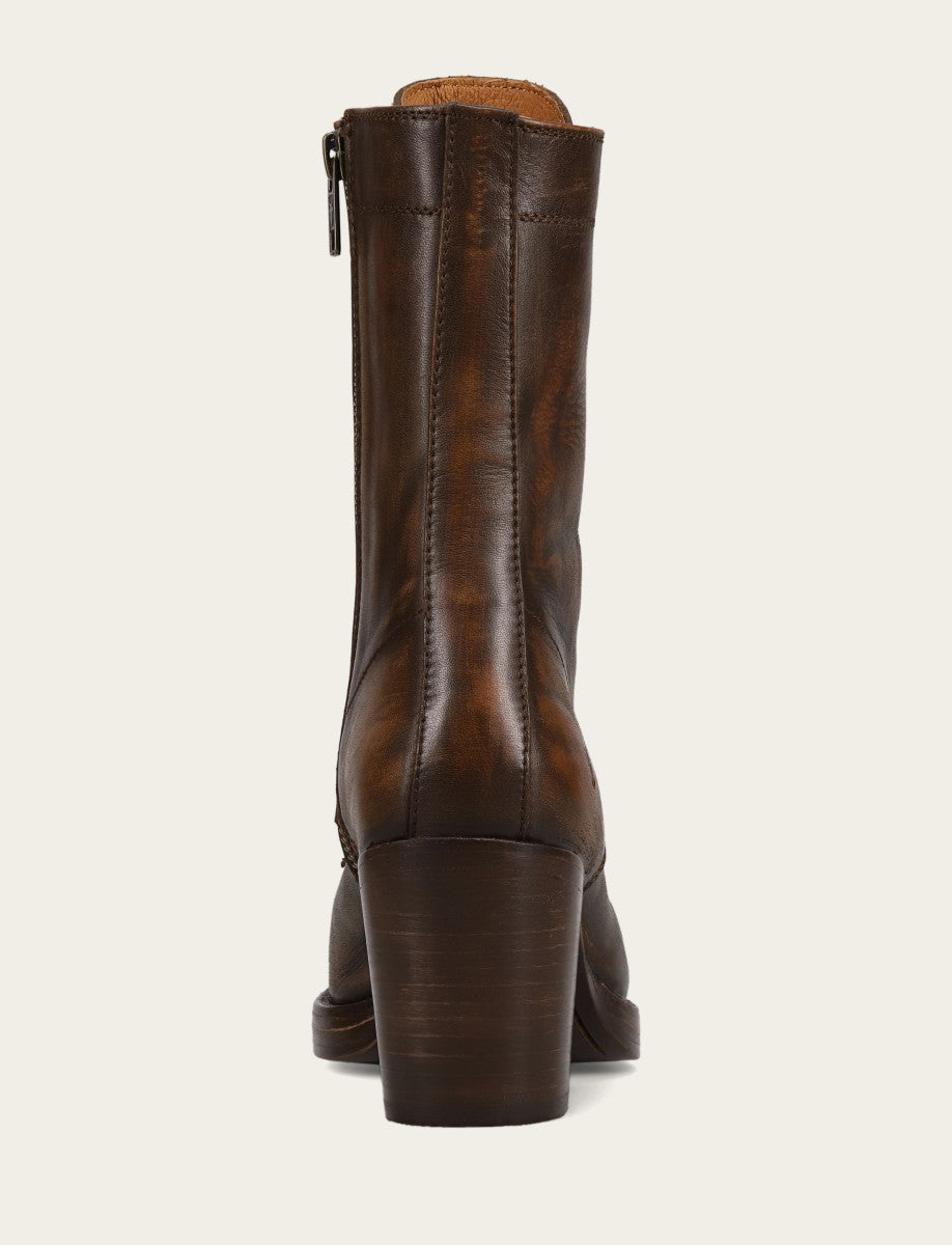 Frye Women's Distressed Dk Brown Jean Lace Up Boot / Distressed Dark Brown