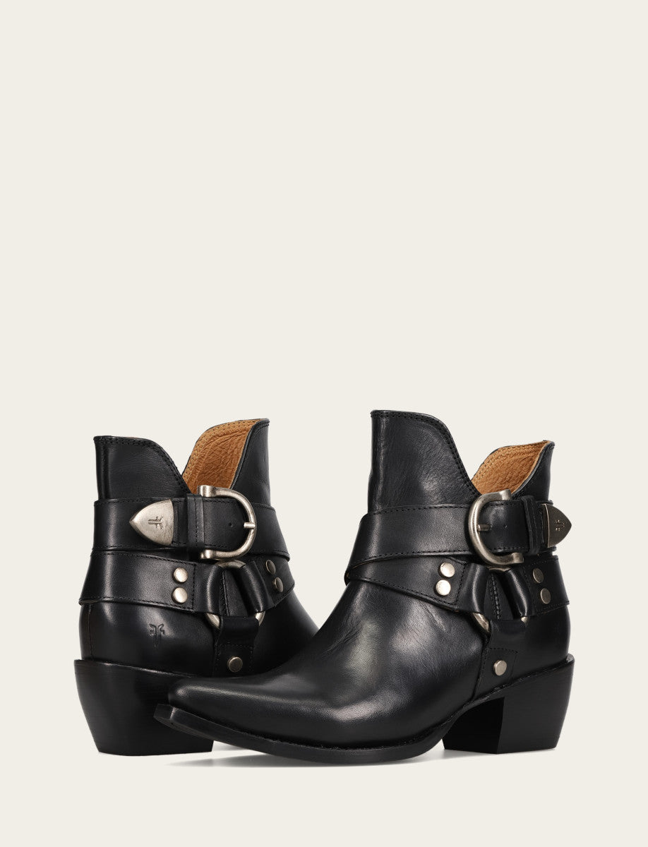 Frye Women’s Black Sacha Multi-Strap Ankle Booties / Black