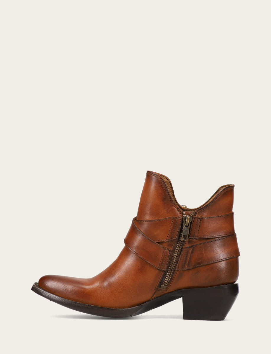Frye Women's Caramel Sacha Multi Strap Booties / Caramel