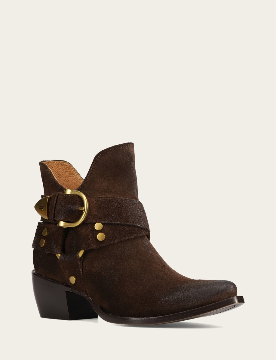 Frye Women's Chocolate Sacha Multi Strap Booties / Chocolate