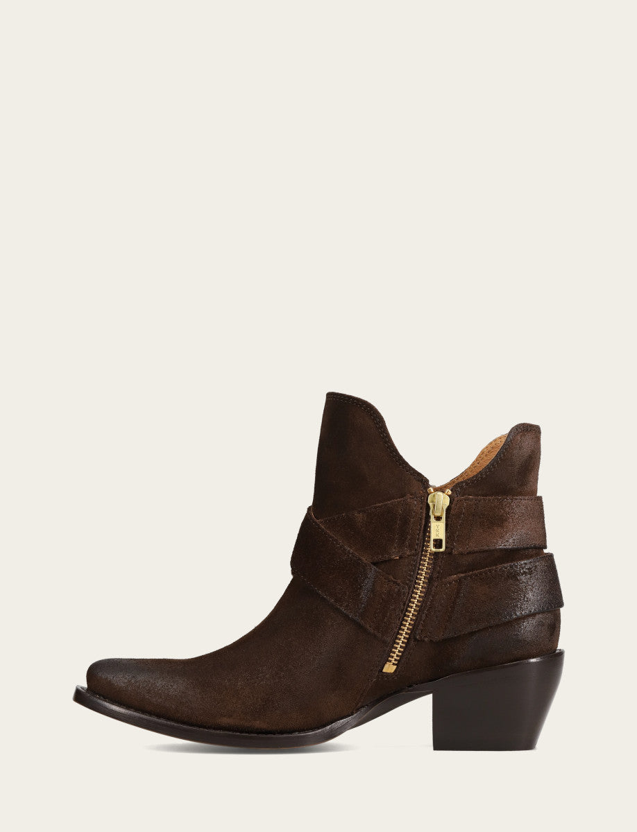 Frye Women's Chocolate Sacha Multi Strap Booties / Chocolate