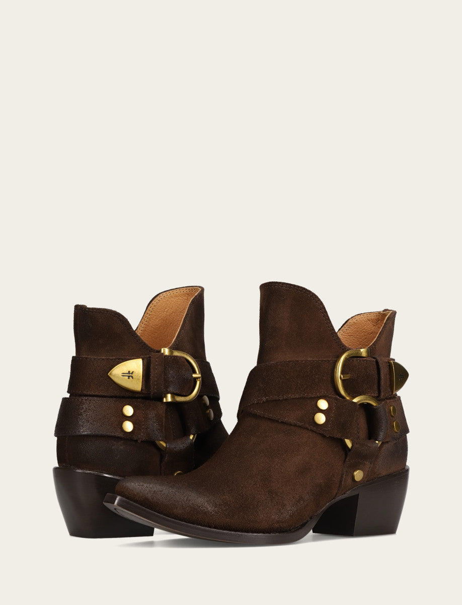 Frye Women's Chocolate Sacha Multi Strap Booties / Chocolate