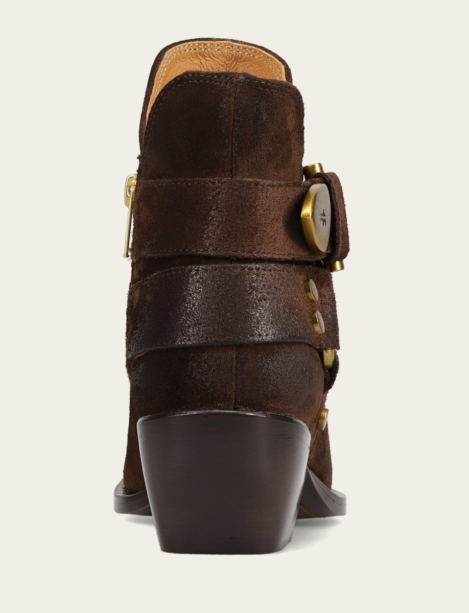 Frye Women's Chocolate Sacha Multi Strap Booties / Chocolate