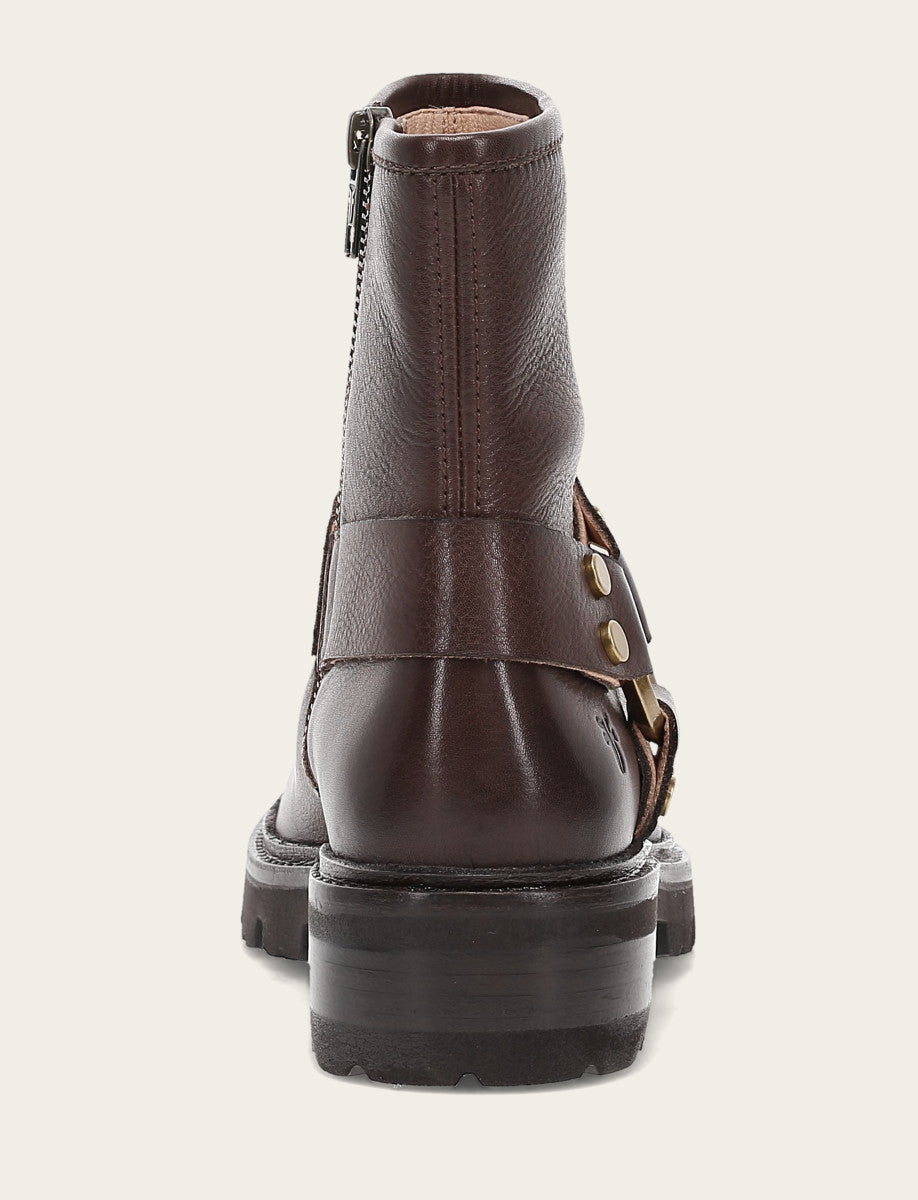 Frye Women's Chocolate Olivia Harness Short Booties / Chocolate