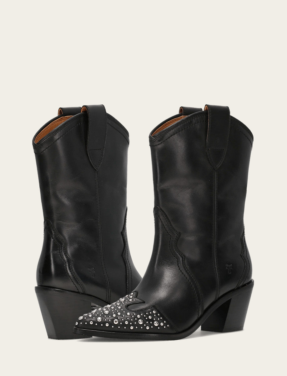 Frye Women's Black Sara Wingtip Stud Boot / Black