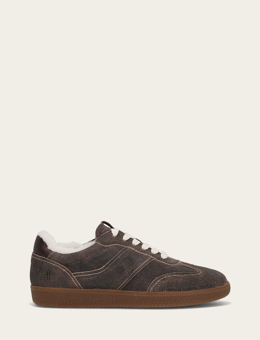 Frye Women's Dark Truffle Milly Low Lace Shearling Sneaker / Dark Truffle