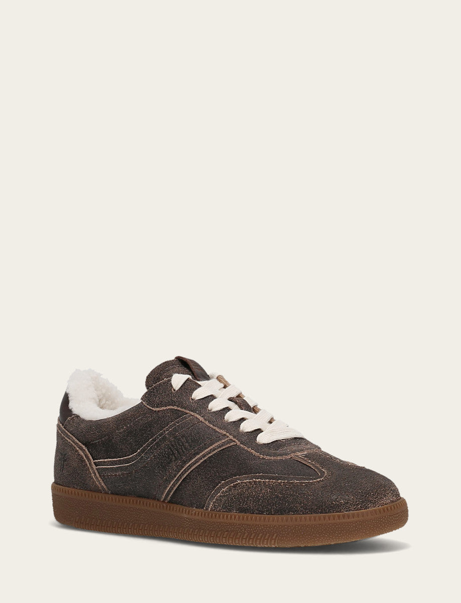 Frye Women's Dark Truffle Milly Low Lace Shearling Sneaker / Dark Truffle