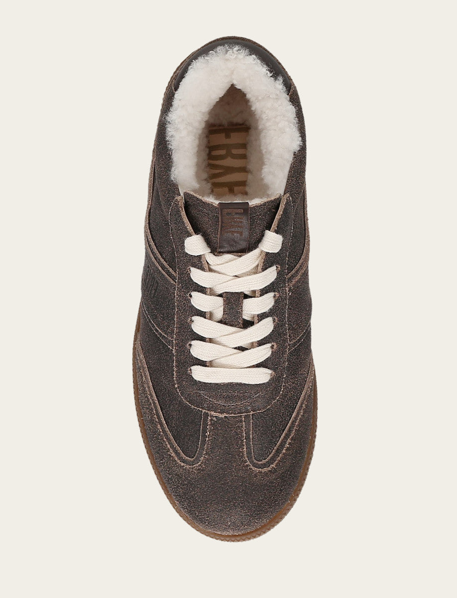 Frye Women's Dark Truffle Milly Low Lace Shearling Sneaker / Dark Truffle