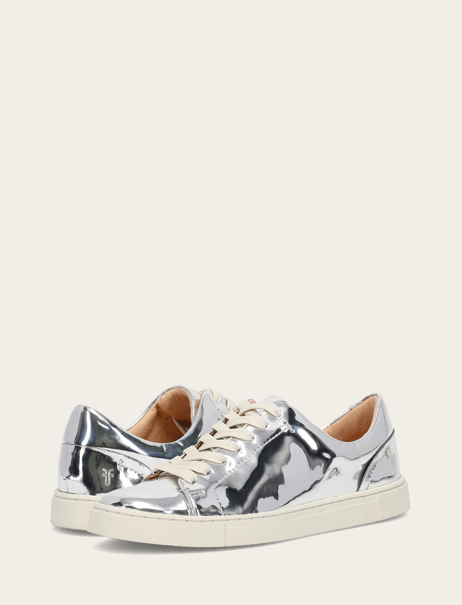 Frye Women's Silver Ivy Low Lace Slip On Sneakers / Silver