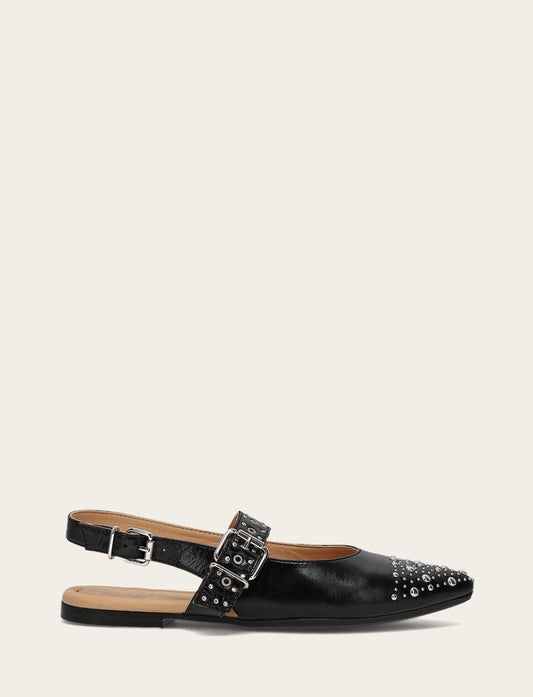 Frye Women's Black Heather Slingback Studded Shoe / Black